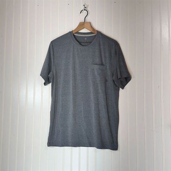 Free Fly M Gray Short Sleeve Bamboo Performance Pocket Tee Active Athleisure - Picture 1 of 8